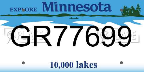 GR77699 Minnesota License Plate
