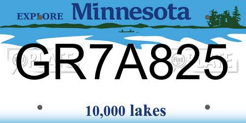 GR7A825 Minnesota License Plate