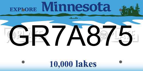 GR7A875 Minnesota License Plate