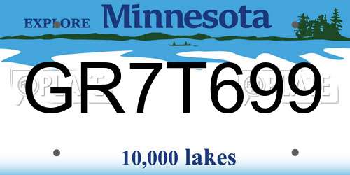 GR7T699 Minnesota License Plate