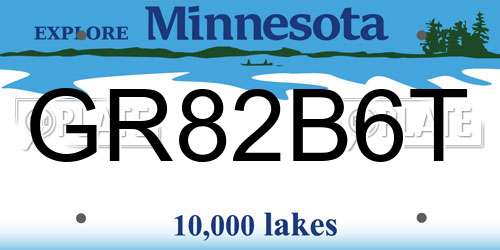 GR82B6T Minnesota License Plate