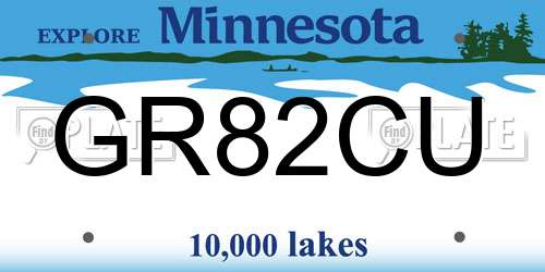 GR82CU Minnesota License Plate