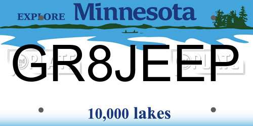 GR8JEEP Minnesota License Plate