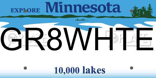 GR8WHTE Minnesota License Plate