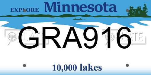GRA916 Minnesota License Plate