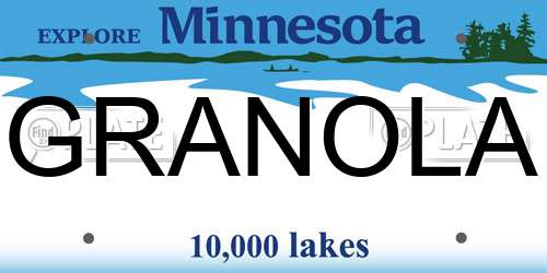 GRANOLA Minnesota License Plate