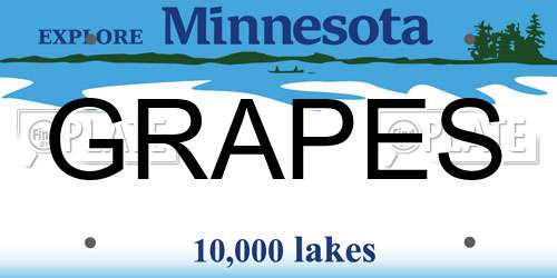GRAPES Minnesota License Plate
