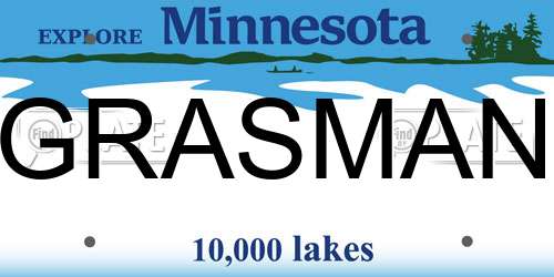 GRASMAN Minnesota License Plate