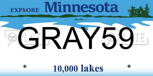 GRAY59 Minnesota License Plate