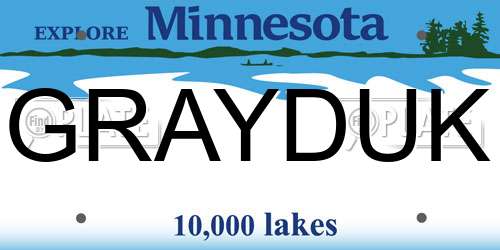 GRAYDUK Minnesota License Plate