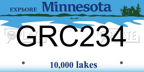 GRC234 Minnesota License Plate
