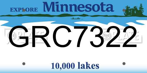 GRC7322 Minnesota License Plate