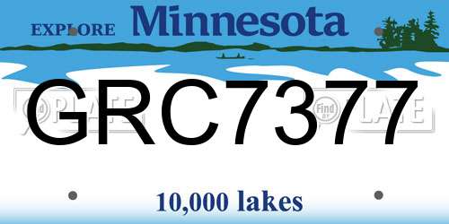 GRC7377 Minnesota License Plate