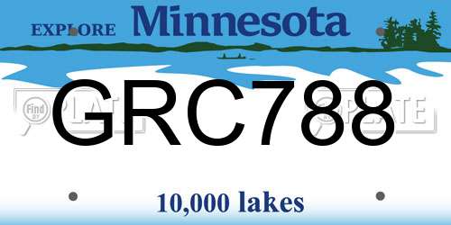 GRC788 Minnesota License Plate