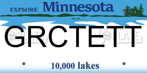 GRCTETT Minnesota License Plate