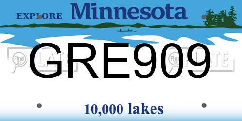 GRE909 Minnesota License Plate
