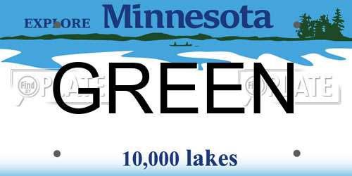 GREEN Minnesota License Plate