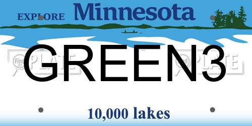 GREEN3 Minnesota License Plate