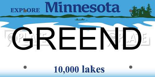 GREEND Minnesota License Plate