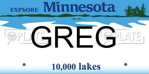 GREG Minnesota License Plate