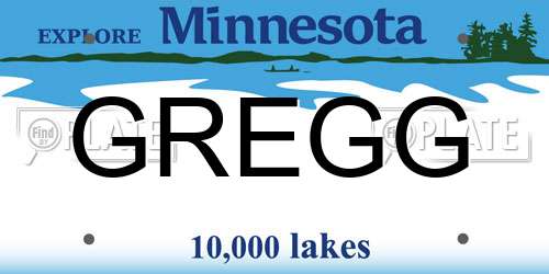 GREGG Minnesota License Plate