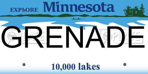 GRENADE Minnesota License Plate