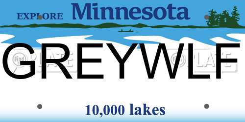 GREYWLF Minnesota License Plate
