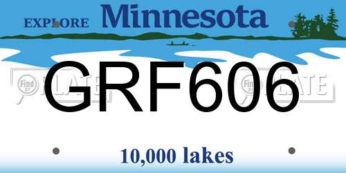 GRF606 Minnesota License Plate