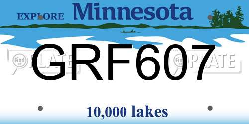 GRF607 Minnesota License Plate