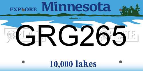 GRG265 Minnesota License Plate