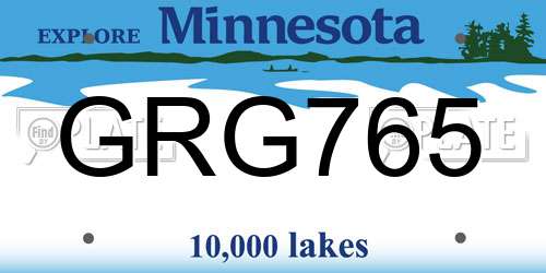 GRG765 Minnesota License Plate
