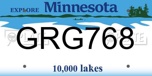 GRG768 Minnesota License Plate