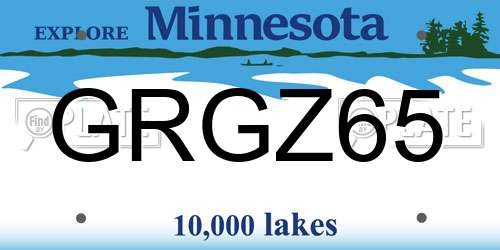 GRGZ65 Minnesota License Plate