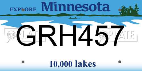 GRH457 Minnesota License Plate
