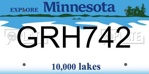 GRH742 Minnesota License Plate