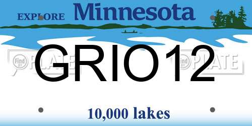 GRIO12 Minnesota License Plate