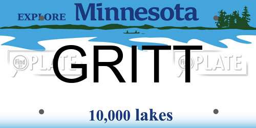 GRITT Minnesota License Plate