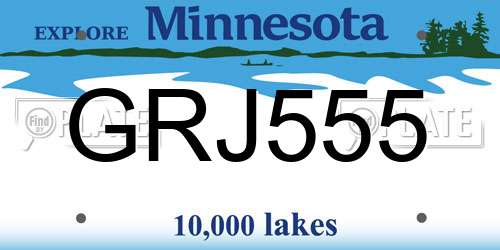 GRJ555 Minnesota License Plate