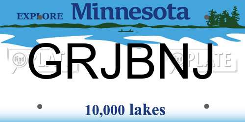 GRJBNJ Minnesota License Plate