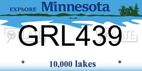 GRL439 Minnesota License Plate