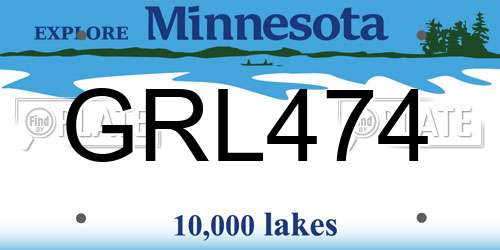 GRL474 Minnesota License Plate