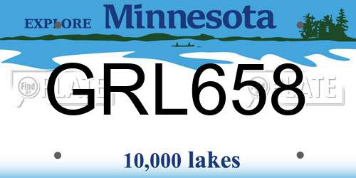 GRL658 Minnesota License Plate