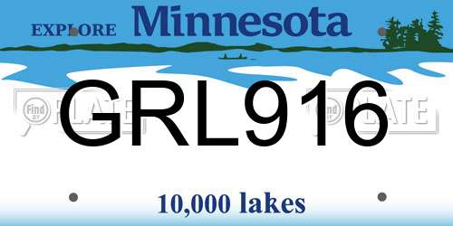 GRL916 Minnesota License Plate