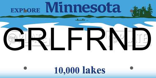 GRLFRND Minnesota License Plate