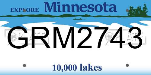 GRM2743 Minnesota License Plate