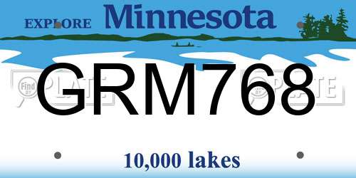 GRM768 Minnesota License Plate