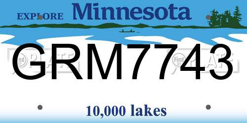 GRM7743 Minnesota License Plate