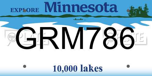 GRM786 Minnesota License Plate
