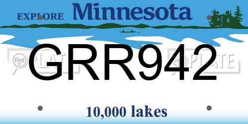 GRR942 Minnesota License Plate