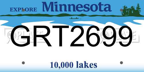 GRT2699 Minnesota License Plate